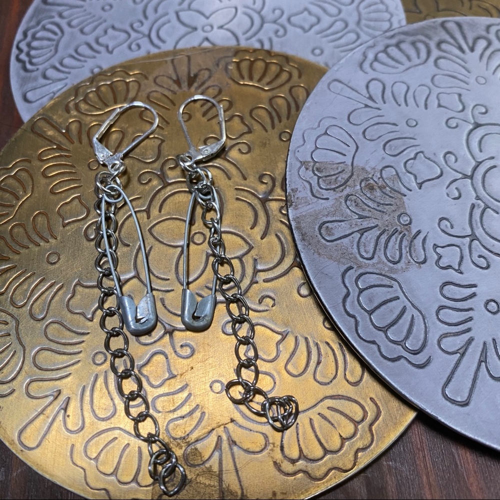 Handmade Safety Pin & Chain Earrings
